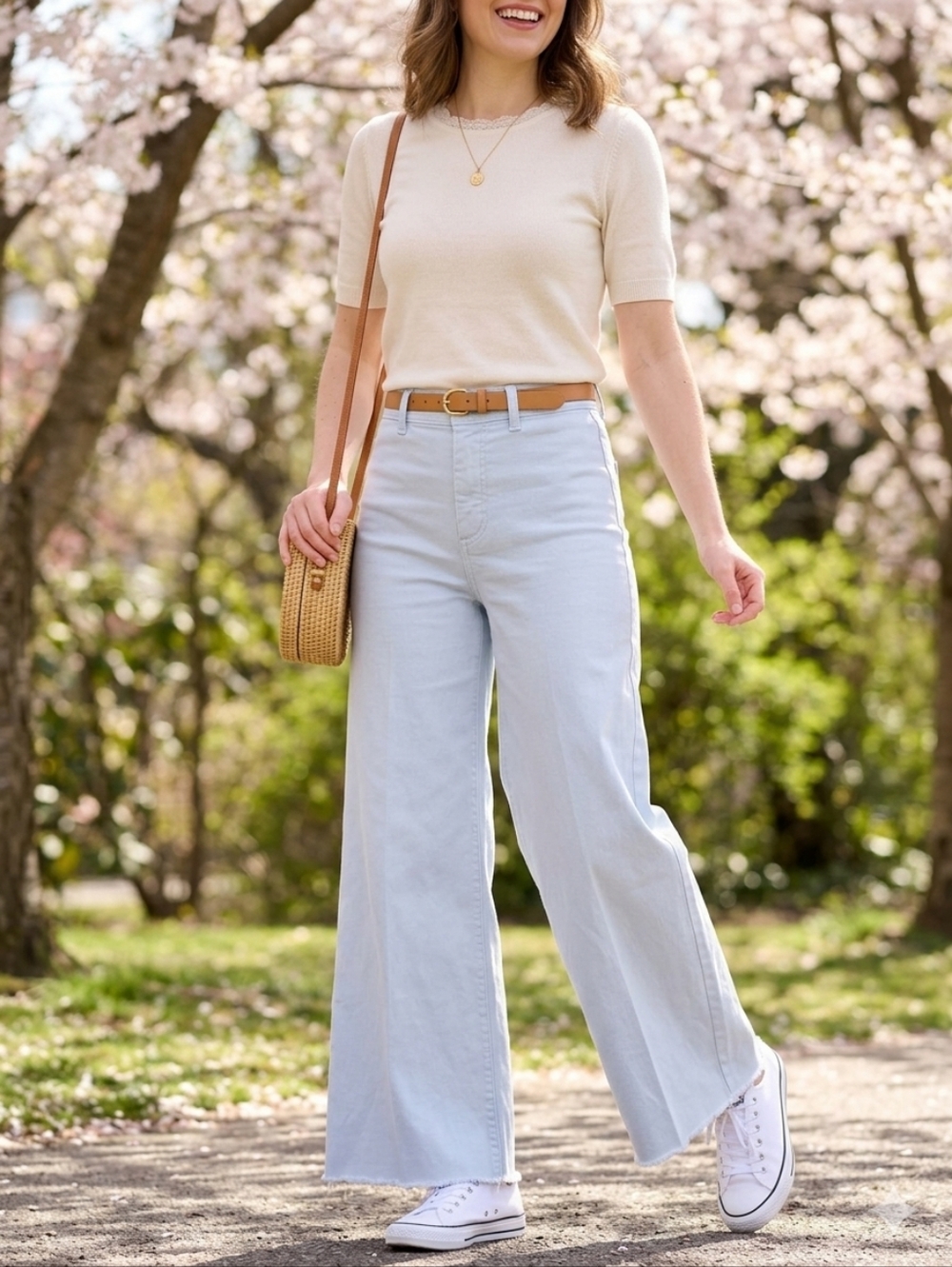 Antonio Melani Light Blue Wide Leg Cropped Pants Raw Hem Size 2
